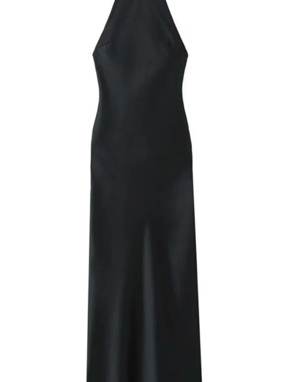 Classic Black Halter Satin Gown- Maternity